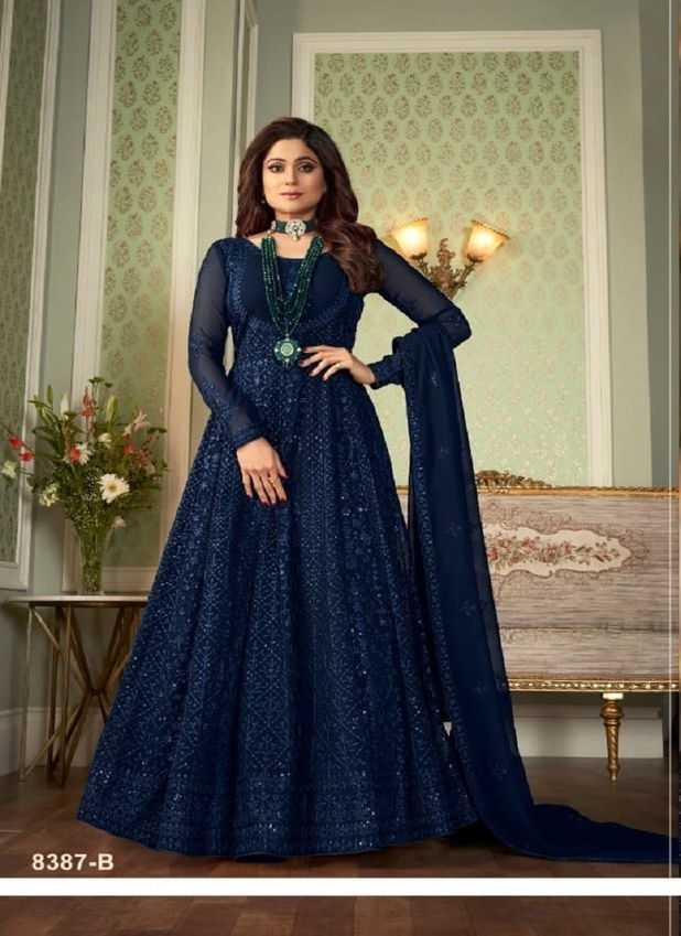 Gold 8387  Latest Fancy  Designer Festive Wear Heavy  Georgette Colors Embroidery Salwar Kameez Collection   